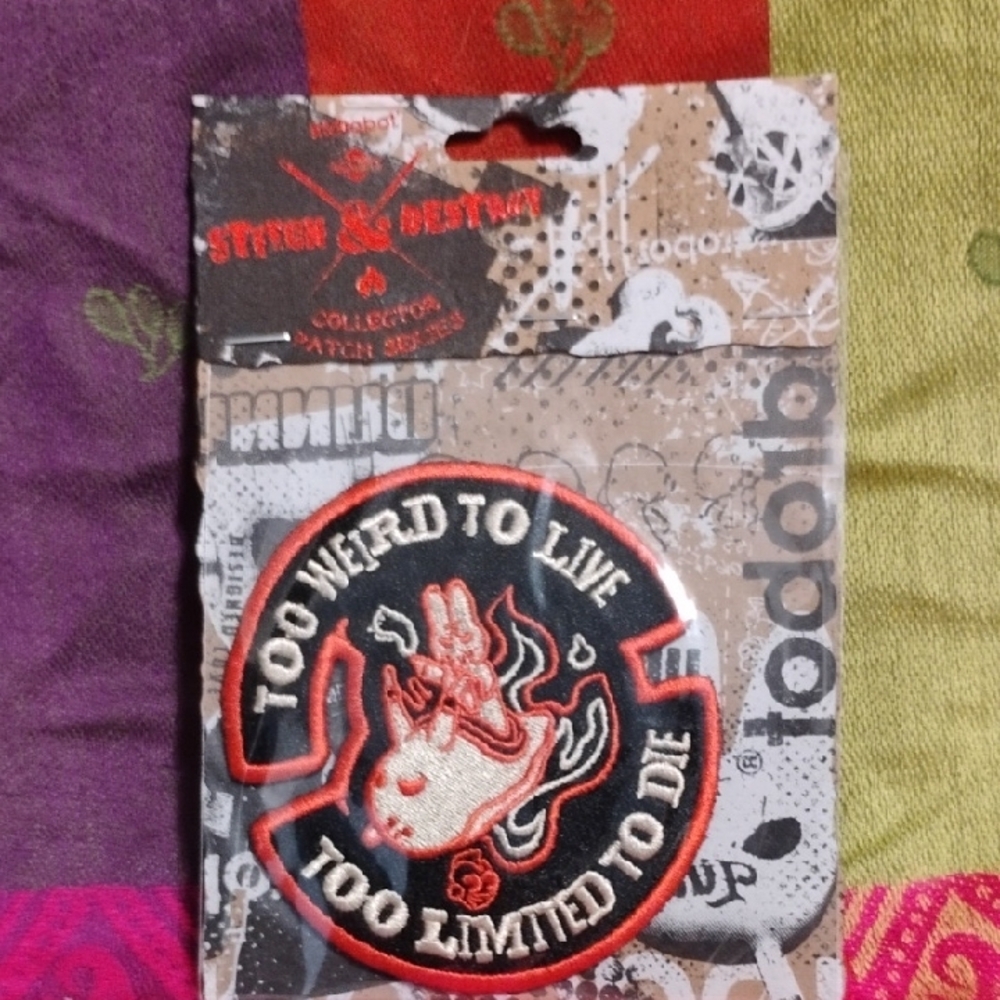 Kidrobot Black & Red Patch – “Too Weird to Live, Too Limited to Die” – NWT